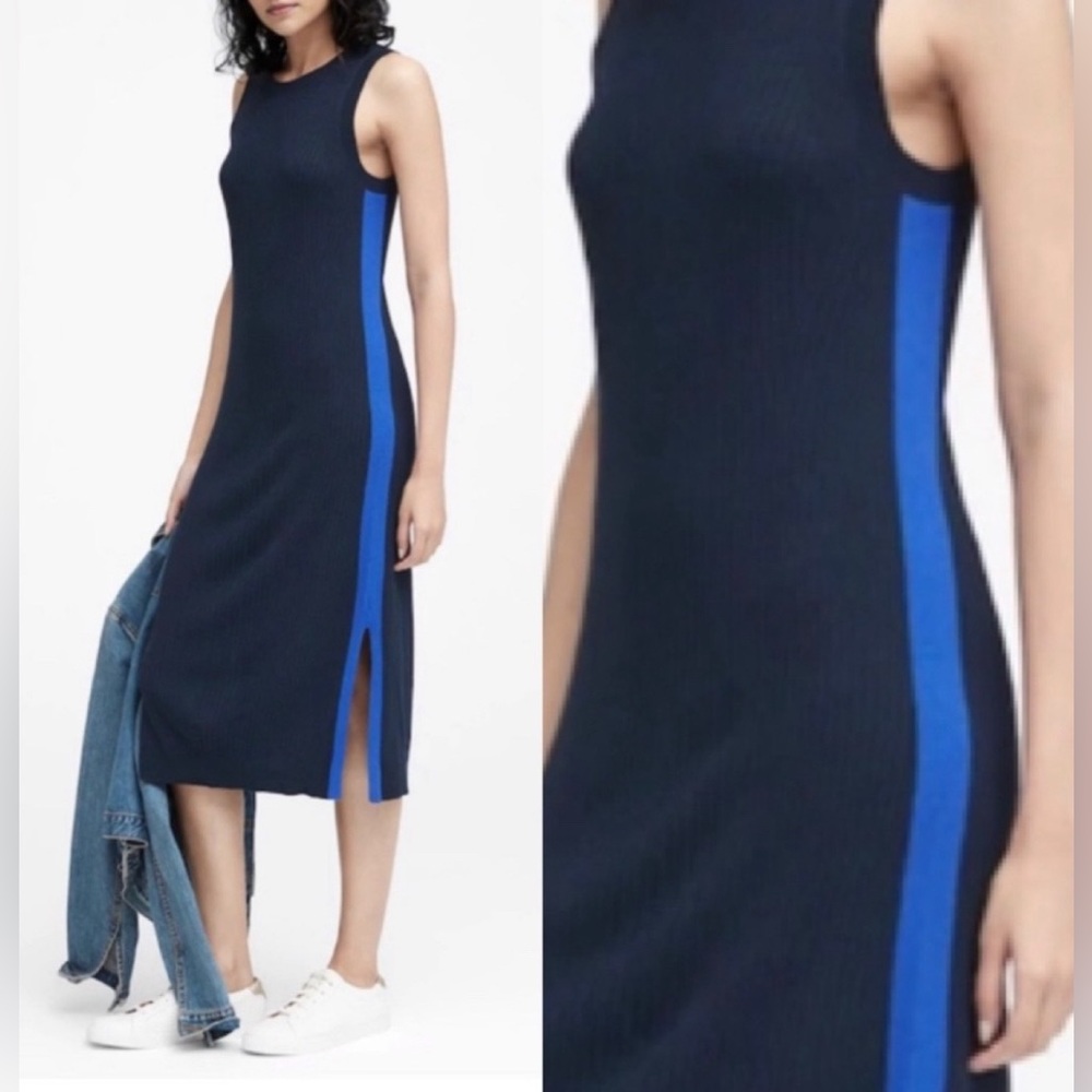 Banana Republic Navy Dress with Blue Side Stripe - Picture 2 of 7